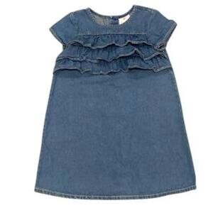 Hanna Andersson Ruffle Front Denim Dress sz 110 (5)